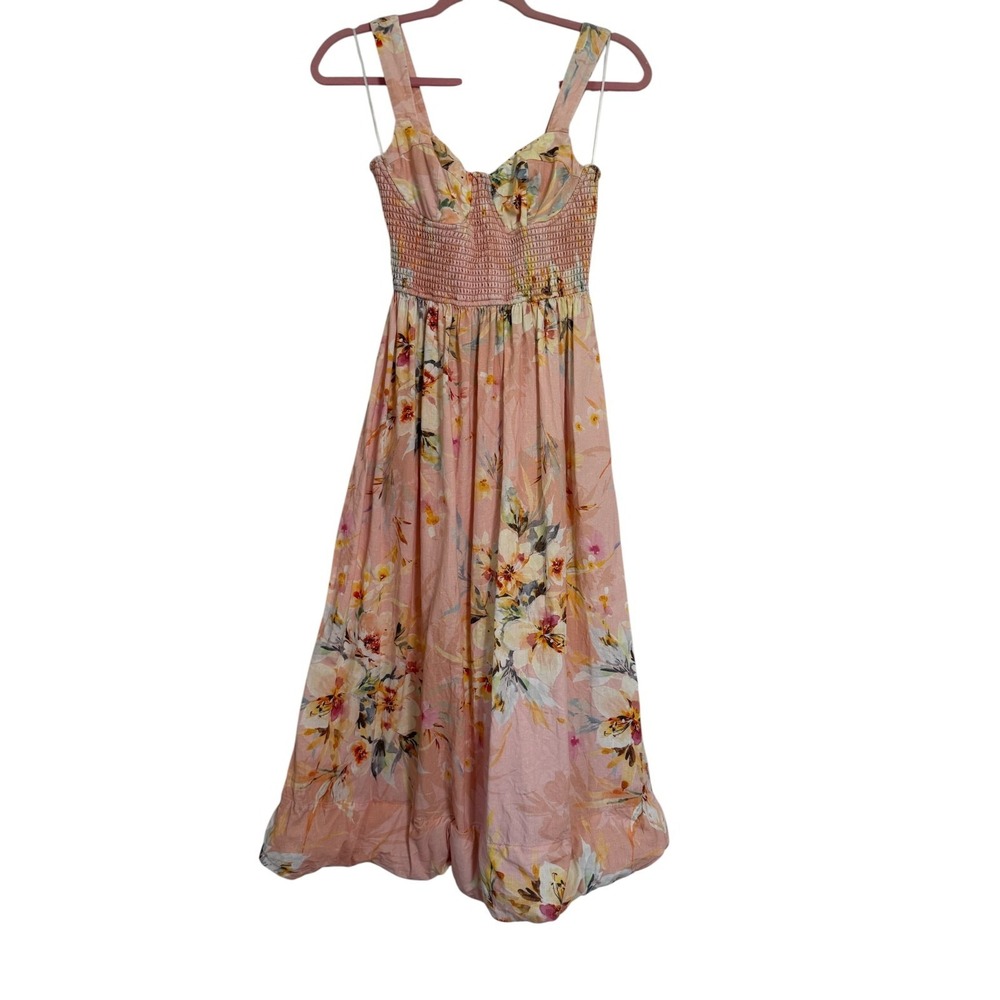 YUMI KIM WAVERLY LINEN DRESS DESTINY‎ DELIGHT ROSE PRINT BUBBLE HEM XS
